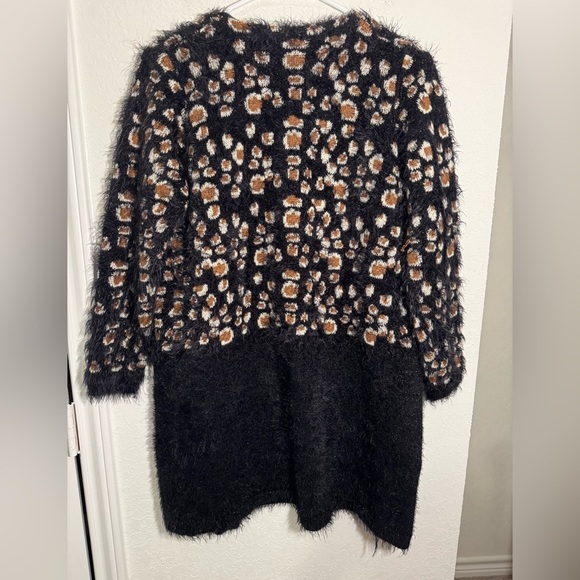 Anthropologie La Fee Verte Cheetah Shimmer Leo Eyelash Long Cardigan Sweater S - Picture 8 of 9